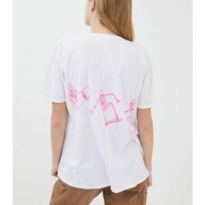 Pink Skeletons Skating Loose Tee Shirt